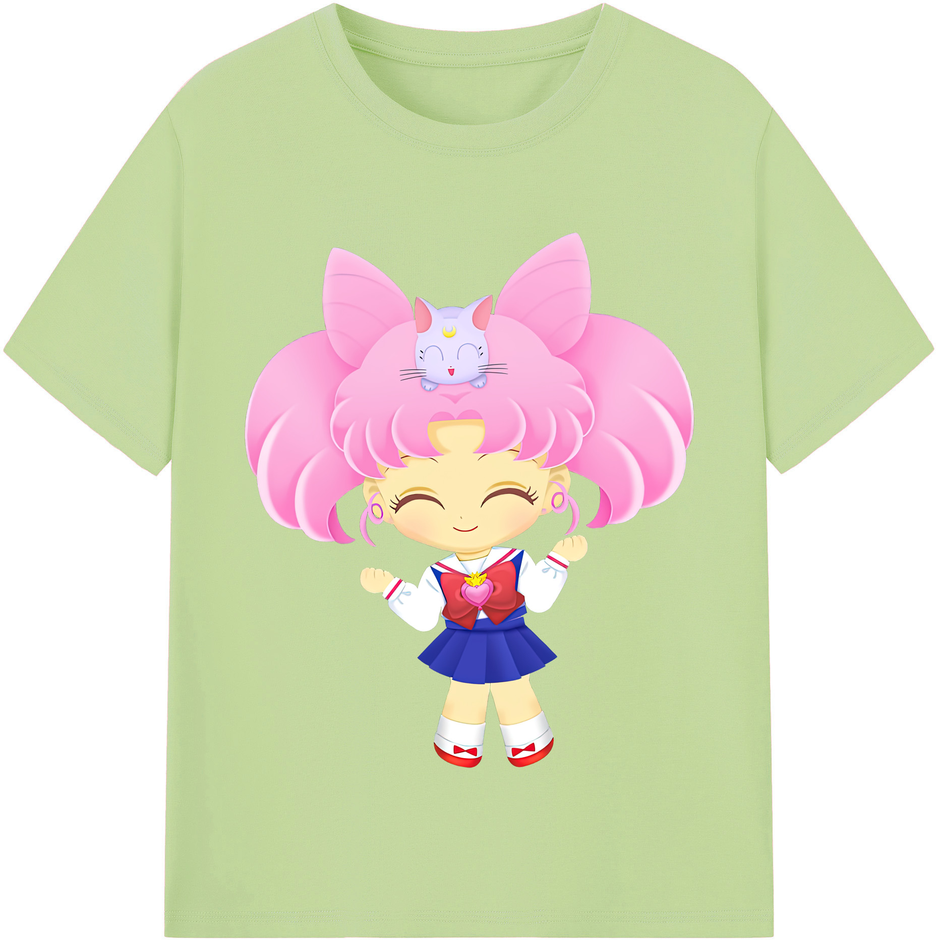 （画像用） 美少女戦士セーラームーン ちびうさ Sailor Moon Chibiusa Tsukino Usagi Small Lady Serenity 綿100％半袖Tシャツ（フロントプリント）